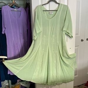 Holy Clothing 3X Leaf Green Short Sleeve Swing Dress